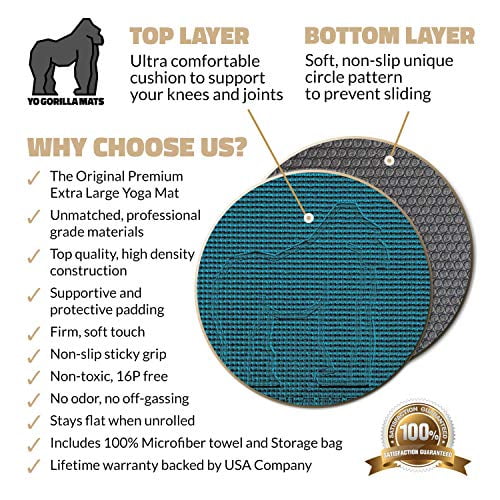 Ultra Comfortable Non-Slip, Premium Large Yoga Mat 7' x 5' x 8mm Extra Thick Ultra Comfortable Non-Slip, Premium Large Yoga Mat 7' x 5' x 8mm Extra Thick